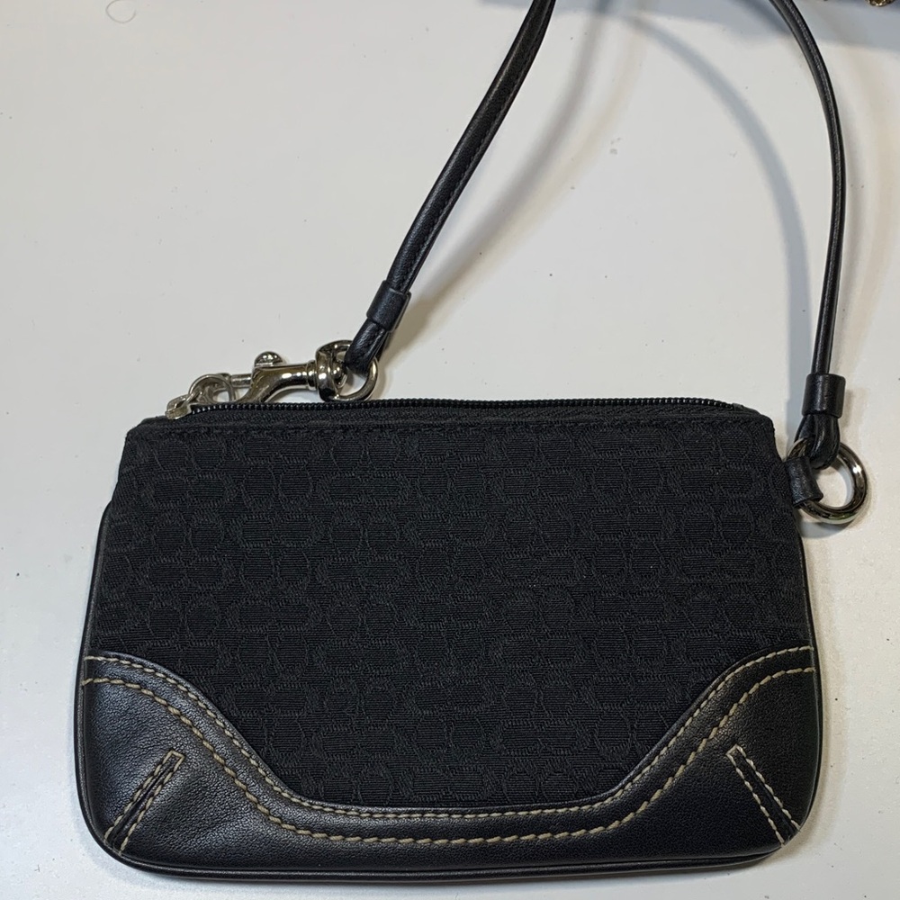 Coach Black Wristlet with Stitch Detail